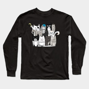 Cats gang, funny cat Long Sleeve T-Shirt